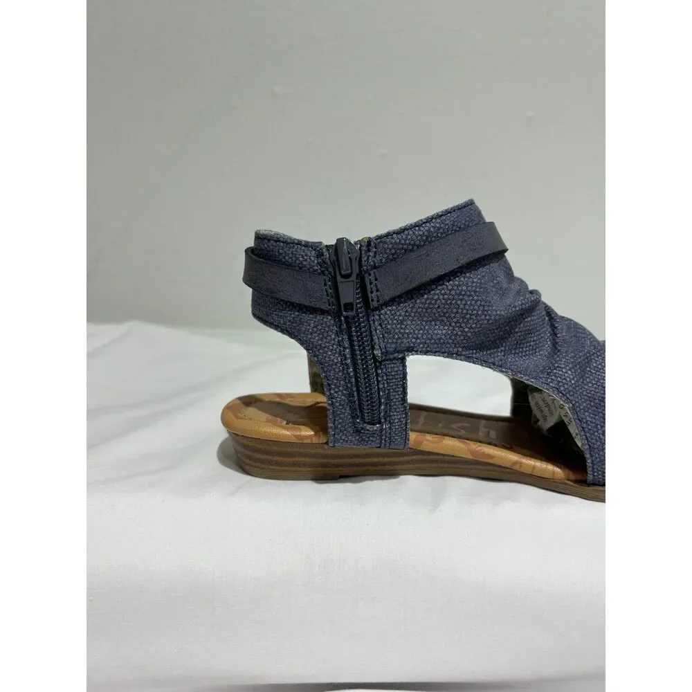 Blowfish blue canvas wedge sandals  Size 6.5